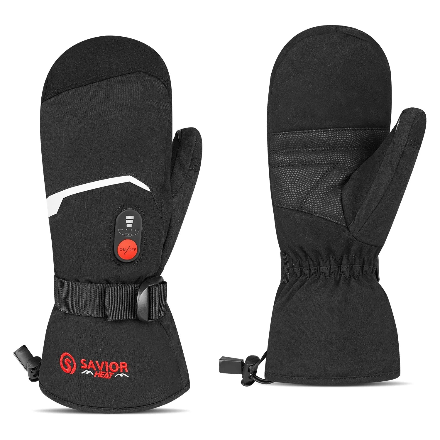 Savior Kids Heated Ski Gloves Winter Downhill Waterproof Windproof Leather Gloves USB Rechargeable Safety Classic Items-Black