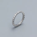 A Row White Cubic Zirconia Trendy 925 Sterling Silver Jewelry Tennis Band Rings Women