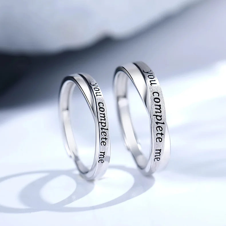S925 Silver Plated Romantic You Complete Me Promise Couple Ring for Women Men Wedding Engagement Wedding Jewelry