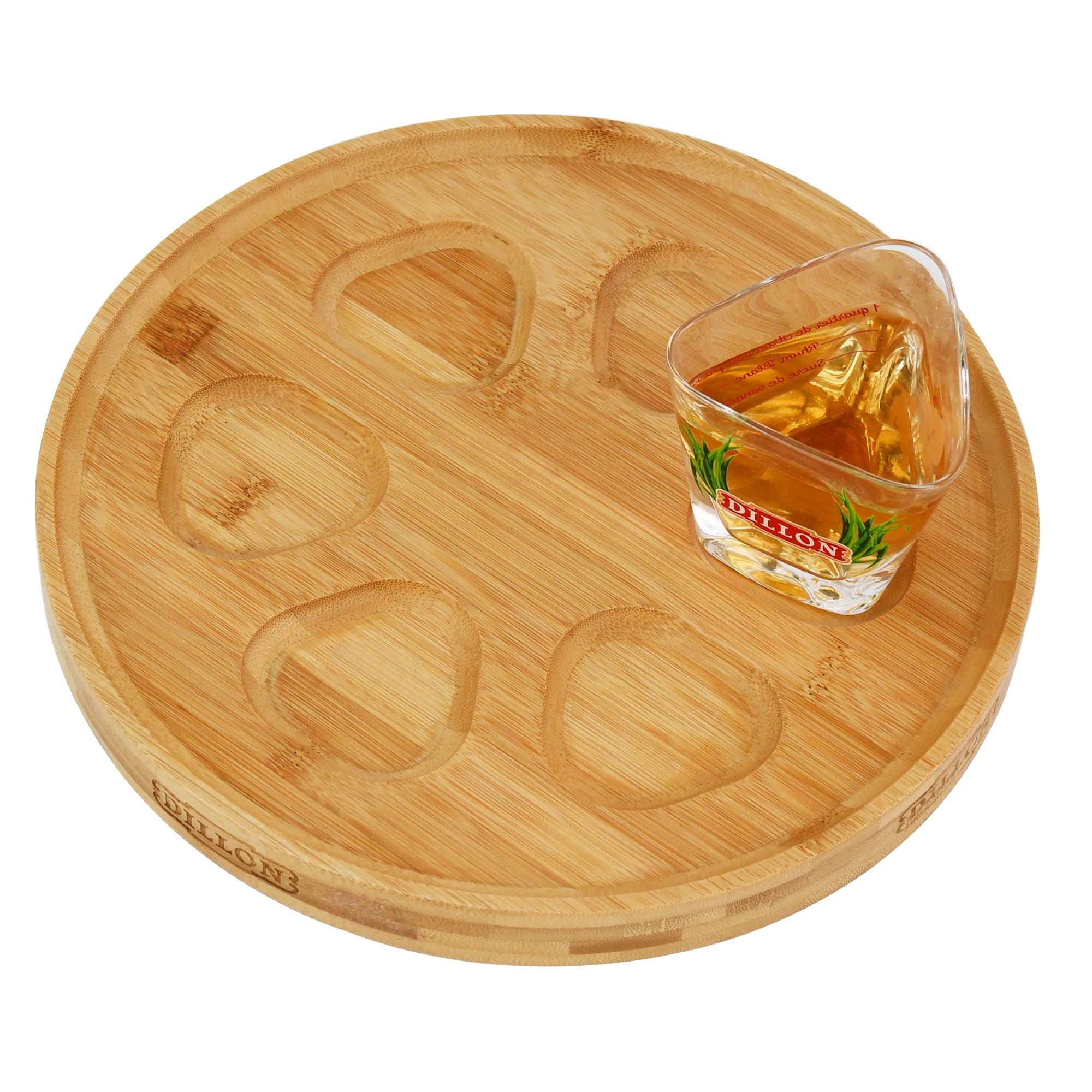 Eco-Friendly Bamboo Trays Set 6 Shot Crystal Glass Tray Square Serving Set for Presentations