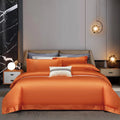 High-end Egypt Cotton Orange Duvet Cover 100% Cotton King Size Comforter Cover Solid Color 500TC 4-Piece Bedding Set