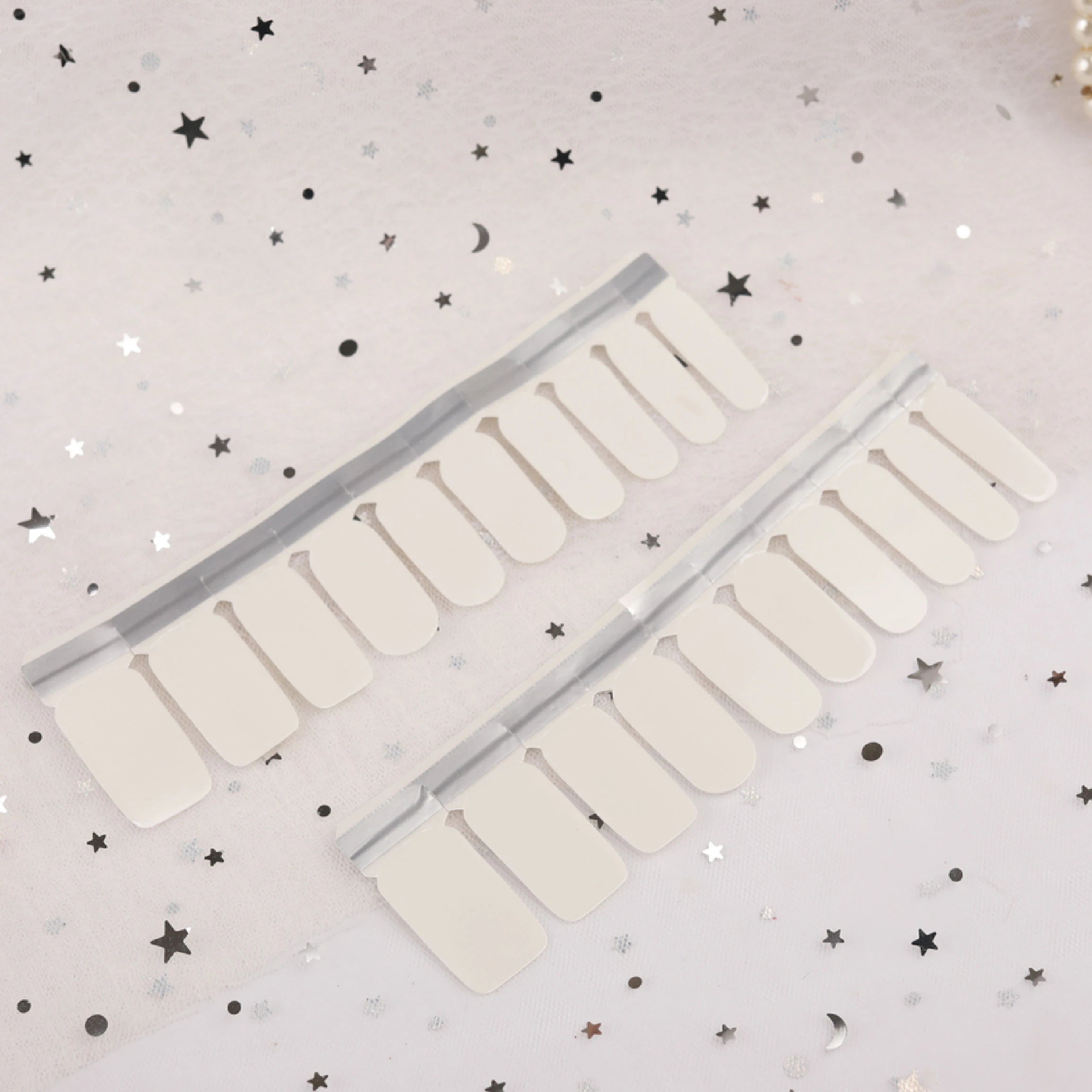 White Solid Color 20 Strips Nail Wraps Premium Nail Gel Stickers & Decals