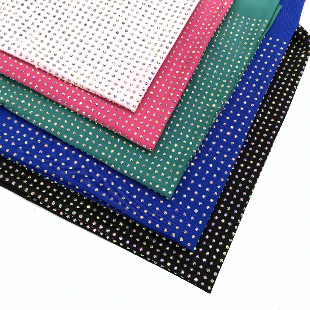 F003 Factory Wholesale Hot Fix Rhinestone Fashion Spandex Fabric Crystal for Party Dress 3mm Spacing Flatback Motif Rhinestones