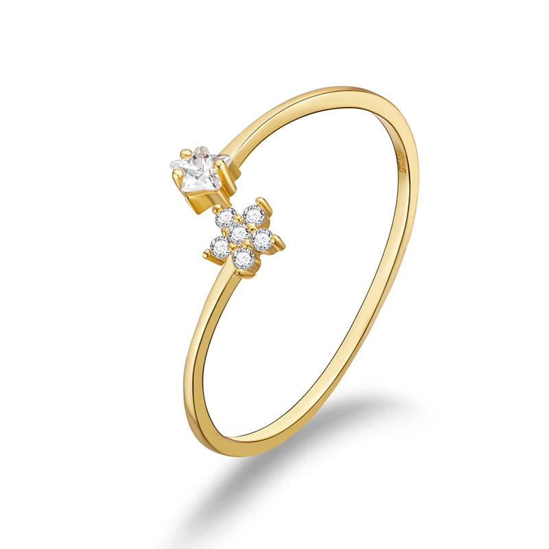 Wholesale Sterling Silver 925 Flower Ring Jewelry Woman Open Adjustable Ring Silver Ring