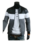 New Arrival Color Combination Leather Yoke Biker Windproof Eco-Friendly Slim Men's Autumn Trendy Brand Jacket