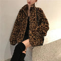 Winter Leopard Print Jacket Women's Stand Collar Warm Parkas Outwear 2023 New Autumn Winter Korean Female Loose Faux Fur Coats