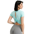 Fitness Workout Tops for Women Sport Gym Crop Top Stretchy Short Sleeved Slim Running Wear Yoga Shirts