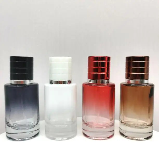 Wholesale Luxury 30ml Low Moq Cylinder Shape Empty Blue Red Amber White Color Refill Glass Spray Perfume Bottle