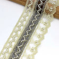 Mesh Beaded Embroidery Gold Thread Lace Accessories Handmade DIY Yarn Coat Garment Hat Textile Sewing Pearl Organza Fabric Trims