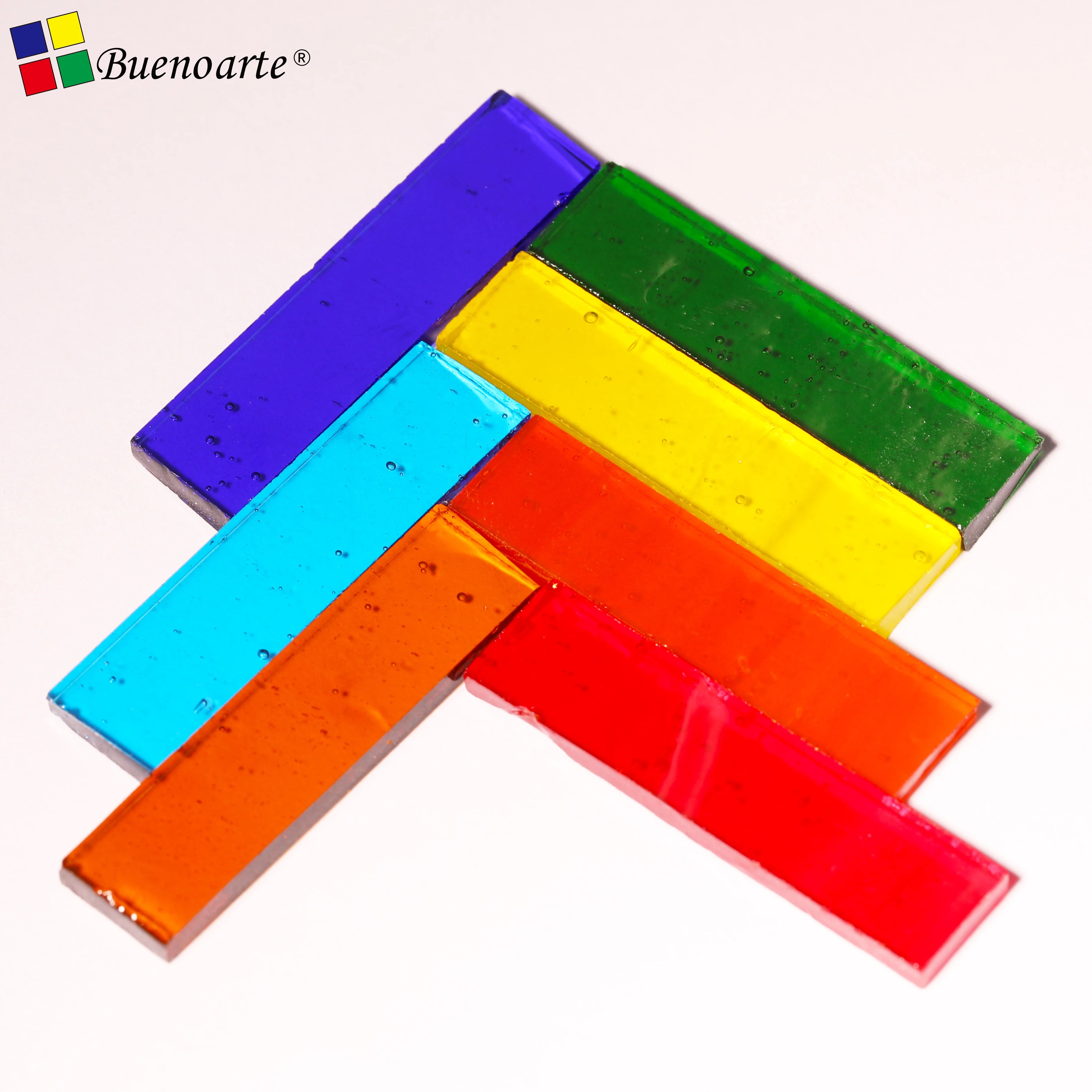 1x4/1x2cm Modern Stained Glass Strip Mixed Color Mosaic Bar DIY Craft Material Room Tiffany Pieces Mosaics-3mm Thickness Water