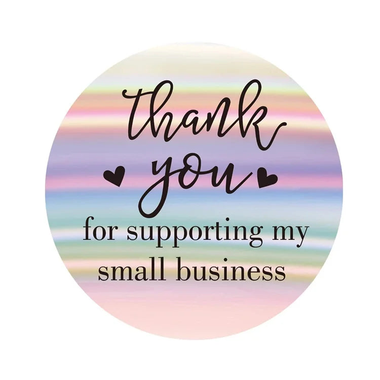 Free Design Customized Full Color Printing Packaging Label Stickers rainbow Laser Thank You Sticker