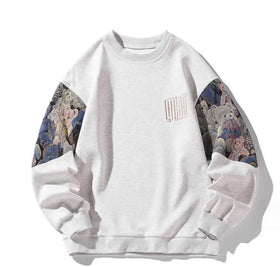 High Quality Pullover Jogger White Cotton Custom Hoodie Crew Neck Oversized Loose Embroidered Sweatshirt