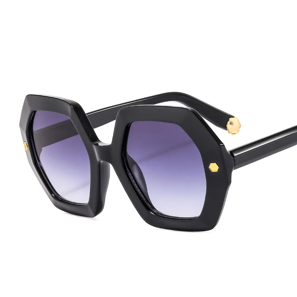 2024 New Irregular Hexagonal PC Sunglasses for Men and Women's Sunglasses Fashion Hexagonal Rivet Fashion Glasses 9194