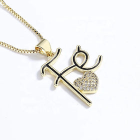 Dark Black Pendant Custom Letter Waterproof Moissanite Heart-Shaped Pendant Necklace Jewelry Wholesale