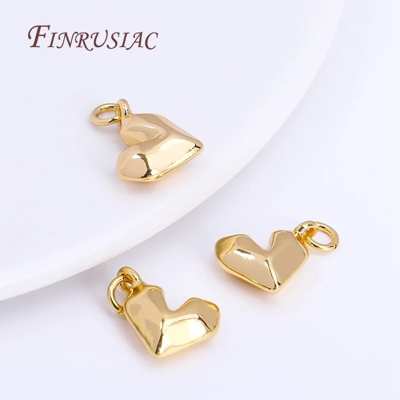 14x12mm 18K Gold Plated Brass Heart Charms Pendants Trendy DIY Jewelry Findings for Necklace Making Accessories