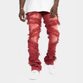 Custom Designers AeeDenim Men's Logo Winter Streetwear Straight Fit Denim Jeans Red Slim Elongated Inseam Washed