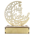 Eid Mubarak Wooden Lantern Decoration Ramadan Wood Tabletop Decor Moon Star Ramadan Plaque Ornament XJ0023