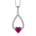 QX OEM Handmade Red Heart Cubic Zircon Fine Chains Necklaces S925 Silver Fine Jewelry Heart Fashion Pendants Necklaces for Women