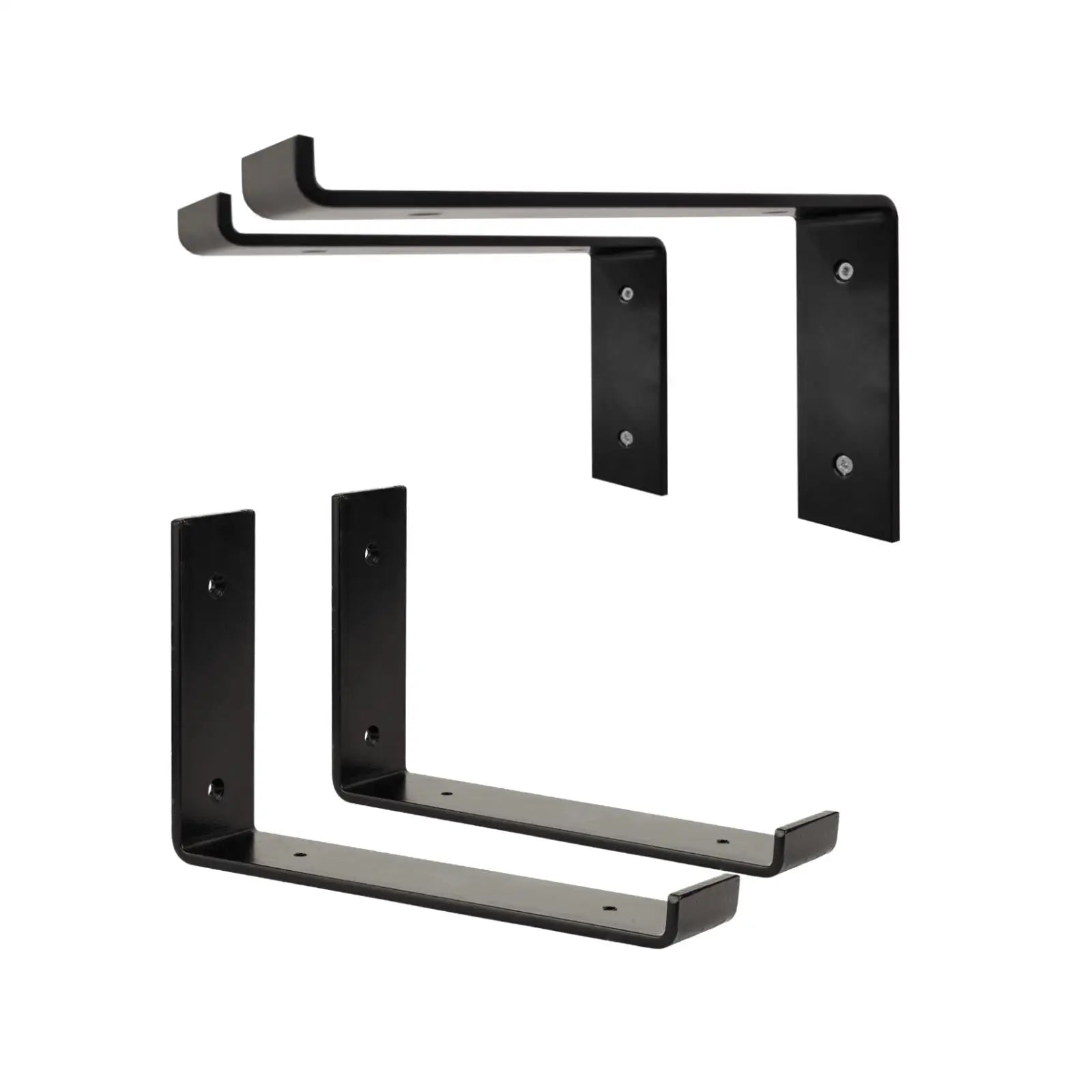 8 Inch 1/5'' Thick Cast Iron Rustic Industrial Black Metal Wall Shelving Supports Hidden Heavy Duty Floating L Shelf Brackets