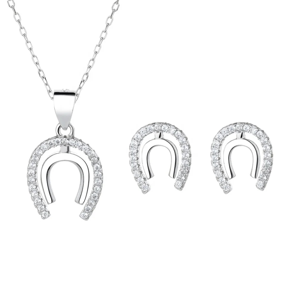 925 Jewelry Arc Handmade Moon Angle Pendant Necklace Earrings Hot Sale Products
