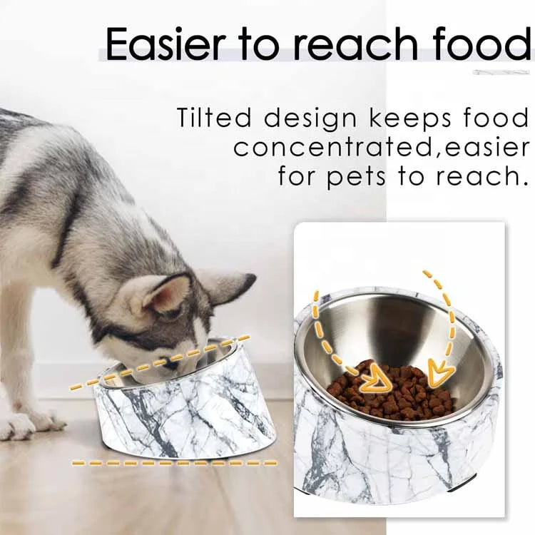 Wholesale Dog Products Stainless Steel Pet Feeder Bowls Rounded Slanted Cat Bowl Premium Quality Titled Accessories