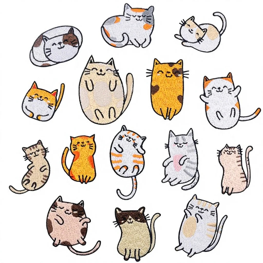 New Design 3D Cartoon Cat Iron-On Embroidery Nonwoven Felt Patches for Kids Clothes Decoration