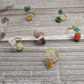 Minimalist Irregular Double Stone Crystal Rings Dual Crystal Nugget Ring Adjustable Prong Set Birthstone Ring