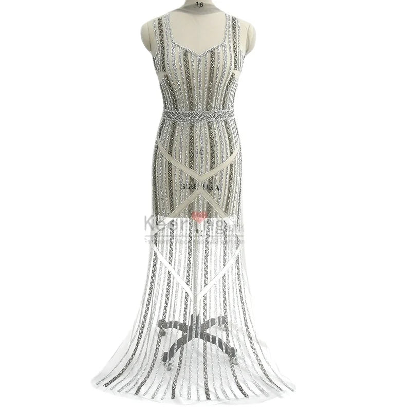 Newest Bridal Rhinestone Applique Flower Wedding Dress With Beaded Applique Patch for Women WDP-198