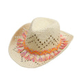 Unisex Western Straw Cowboy Hat Striped Sun Protection for Men Women Daily Travel Outdoor Beach Party Use Adjustable Made Ribbon