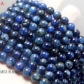 Meihan Blue Kyanite Smooth Round Gemstone Beads for Jewelry Making Design DIY Bracelet Necklace