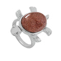Stone Rings Cab Party Gift Classic Vintage Jewelry Rings Bulk Syn. Goldstone Silver Turtle Natural for Women Men Teens Animal