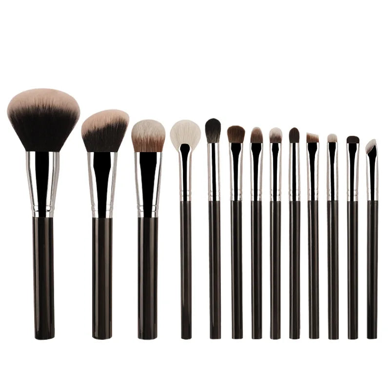 Custom Logo 13pcs Professional Makeup Brush Set Soft Synthetic Hair Black Blue White Plastic Handle Kabuki Vegan Face Concealer