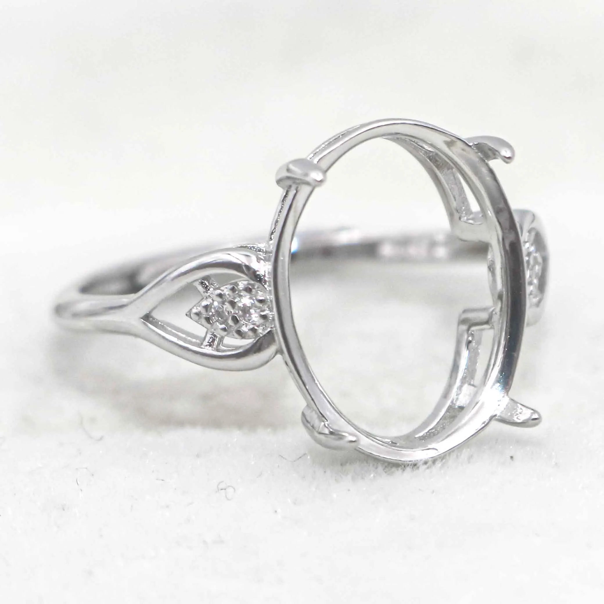 Sterling Silver 10*14mm Semi Mount Ring Frame Empty Blank Support Setting S925 Base Holder Without Center Stone for DIY Inlay