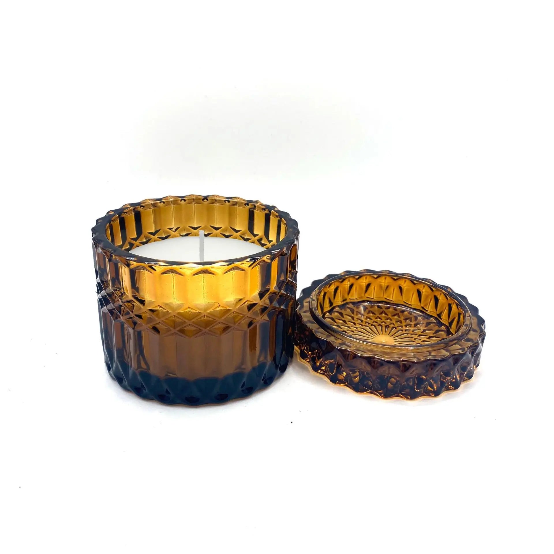 8oz Premium High Class Amber Glass Candle Jar with Cover