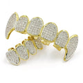 Classic Vampire Fang Cuban Zirconia Diamond Grills Teeth Grillz Gold 2 Tone Grillz for Teeth Gift Hip Hop Body Fashion  Jewelry