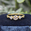 OL0968R Abiding Dainty Round Cut D VVS Moissanite 9K 10K 18K Yellow Gold Customized 3 Stone Diamond Engagement Ring