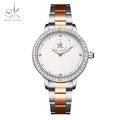 Shengke Fashion Lady Watch Rhinestone Case Quartz Women Watch Luxury Silver With Rose Gold Steel Female Wristwatch Montre Femme