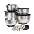 Non Slip PE Lid Salad Mixing Bowl Cheap More Popular High-grade Set of 5 Baking Stainless Steel Metal Customized Mixing Bowls