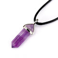 Beautiful 40x8mm Amethyst Pendulum Pendant Healing Point with 18" Leather Chain Jewelry Necklace Pendant