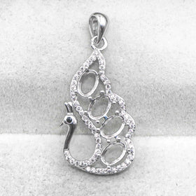 Sterling Silver 4*6/5*7mm Semi Mount Pendant Empty Frame Blank Support Setting S925 Base Hold Without Center Stone for DIY Inlay