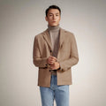 Autumn and Winter Pure Wool Warm Leisure Commute Casual Single Breasted Shirt Men's Plaid 2 Buttons Suit Coat