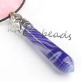 2026 Wholesale Chakra Reiki Spiritual Opal NecklaceCrystal Point Dark Blue Agate Healing Crystal Pendulum Necklace Folk Crafts