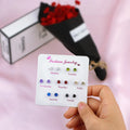 Korean Fashion Engagement Unisex 2-5mm Resin Zircon Stud Earrings Cute All-in-One Set Hypoallergenic Small Earrings One Week