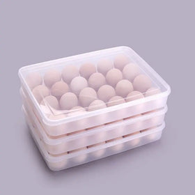 Hot Sale Covered Egg Holders Plastic Refrigerator Egg Trays Clear Egg Organizer for Refrigerator 24