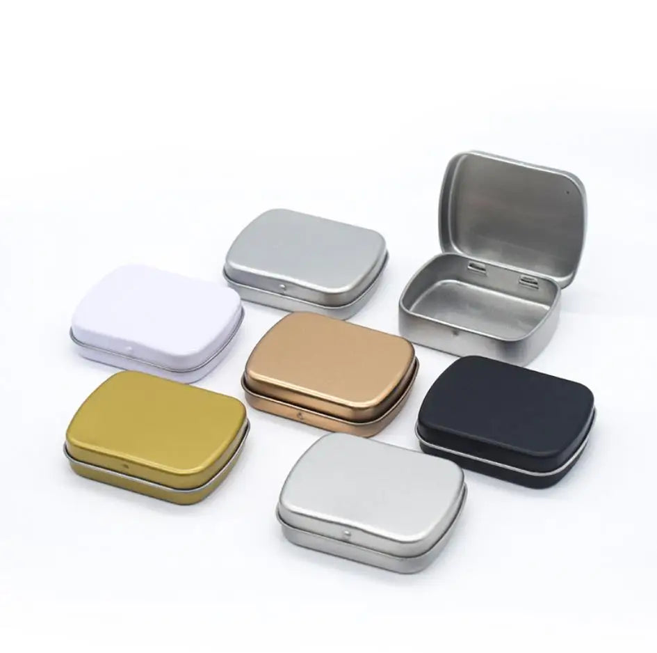 Custom 60*47*15mm Rectangular Brow Soap Packaging Container Storage Flip Top Case Metal Hinged Mini Small Mint Candy Tin Box/Can