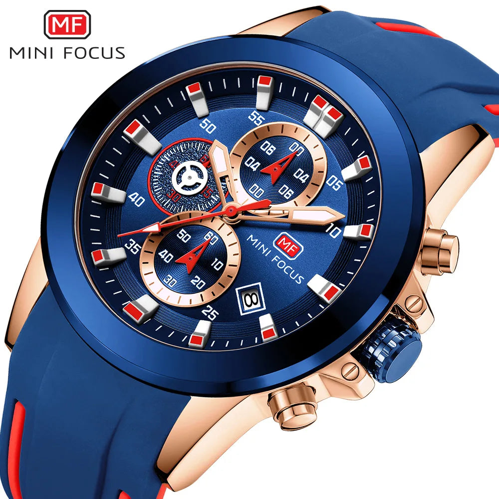 Top Reloj MINI FOCUS 0287 Wristwatches Men Waterproof Sports Silicone Strap Luminous Men's Quartz Watch Chronograph Man Clock