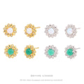 New Temperament Office Dressing Women's Bohemian Gold Plated Zircon Opal Stud Flower Earrings-Custom Party & Gift Jewelry