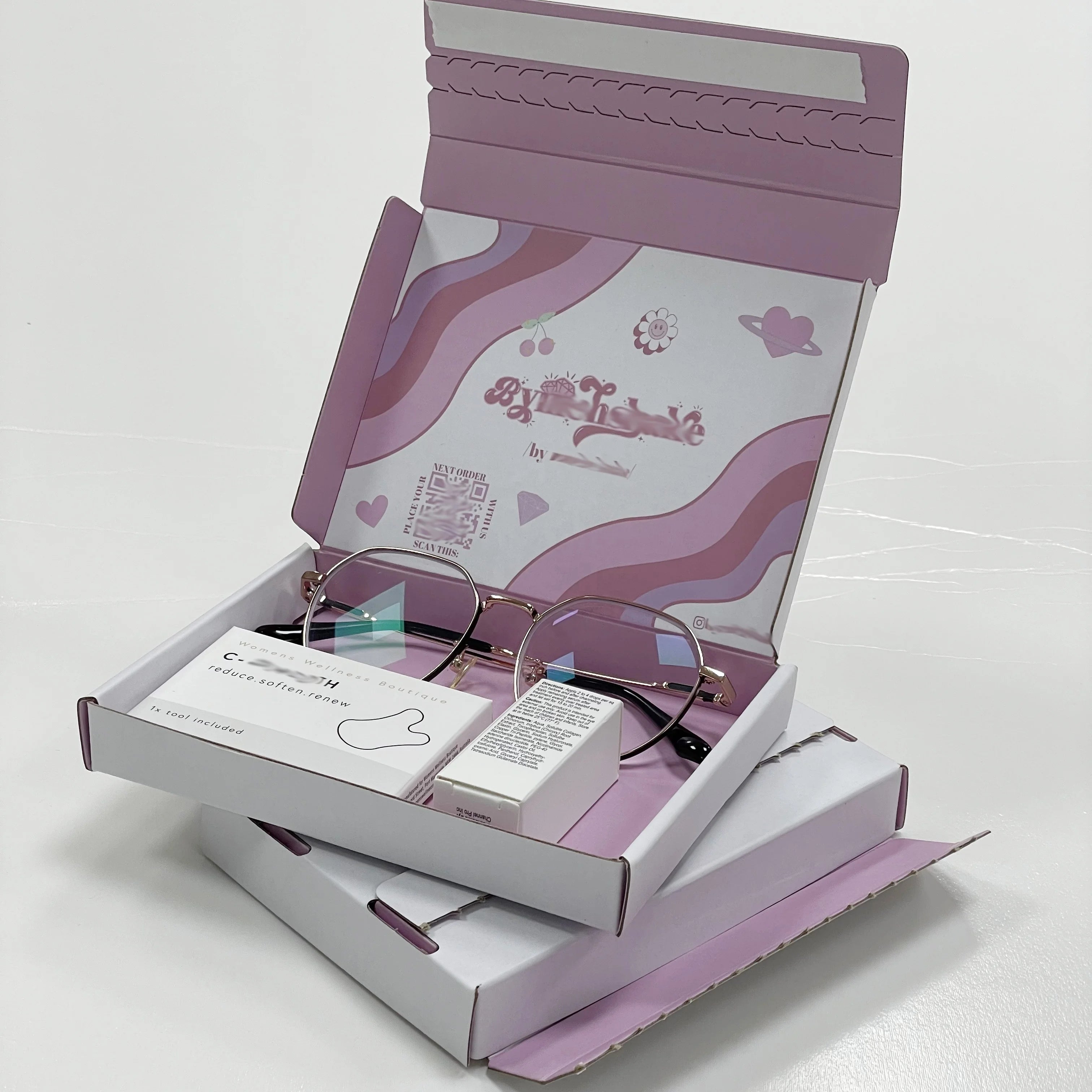 Customized Cosmetics Packaging Box 9x6x3 Corrugated White Cardboard with Embossing Printing Recyclable Brown Transport Mailer