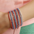 New Fashion 2mm Multi Color Rhinestone Women's Tennis Bracelet 12pcs Elastic White Red Blue Usa Flag Classic Bracelet Set