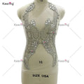 WDP-468 Rhinestone Crystal Silver Bodice Applique for Women's Prom Dresses